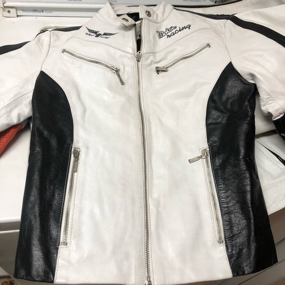 Biker woman leather jacket
